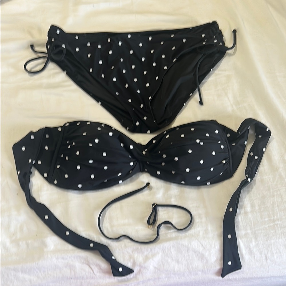 Black and White Polka Dot Bikini Set